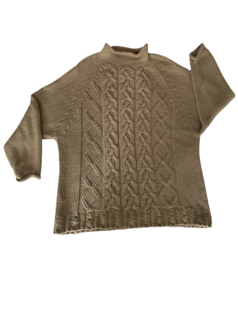 Vintage The Limited Beige Cable Knit Fisherman Sweater Roll Neck Women’s S